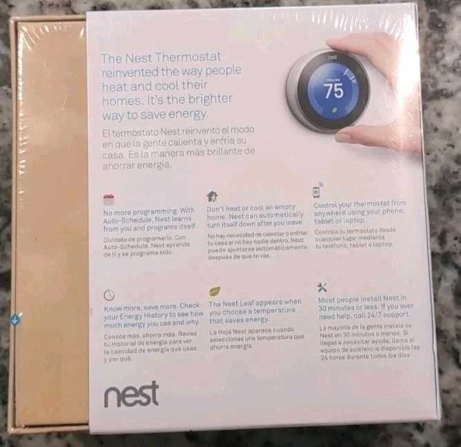 Nest Learning Thermostat - 3rd Generation Stainless Steel T3007es - Image 2 of 2