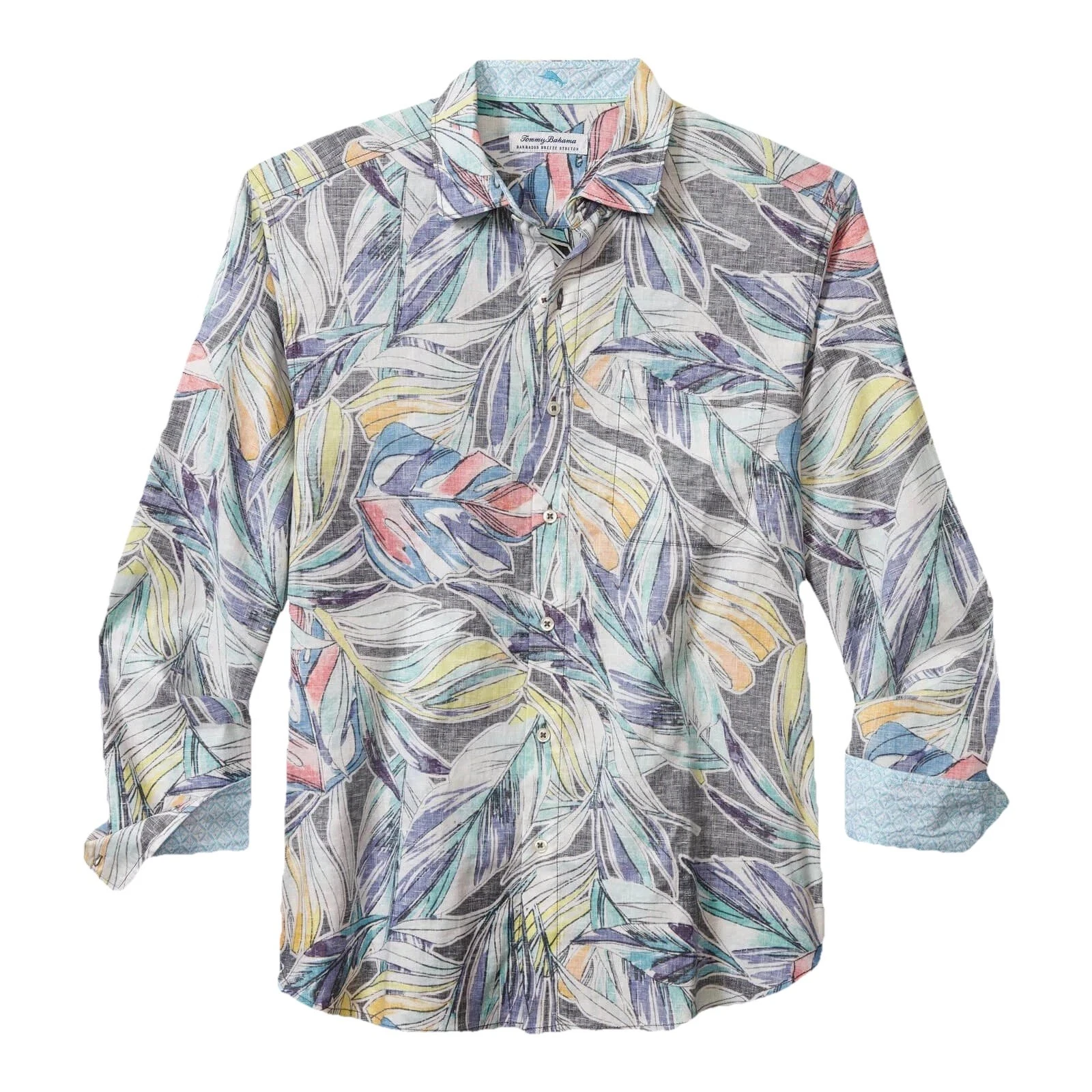Tommy Bahama Barbados Breeze Lux Vines Linen Blend Shirt Mens Medium Kohala Teal