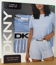 DKNY Womens T-Shirt / Tee and Short Pyjama / Lounge Set - XL Extra Large - Blue