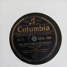 "young persons guide to the orchestra" Columbia 12" Shellac D.X.1309