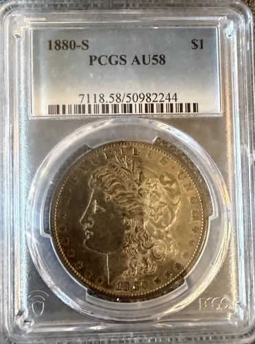 1880-S $1 Morgan Silver Dollar Coin PCGS Certified AU58 90% Silver 1oz Coin
