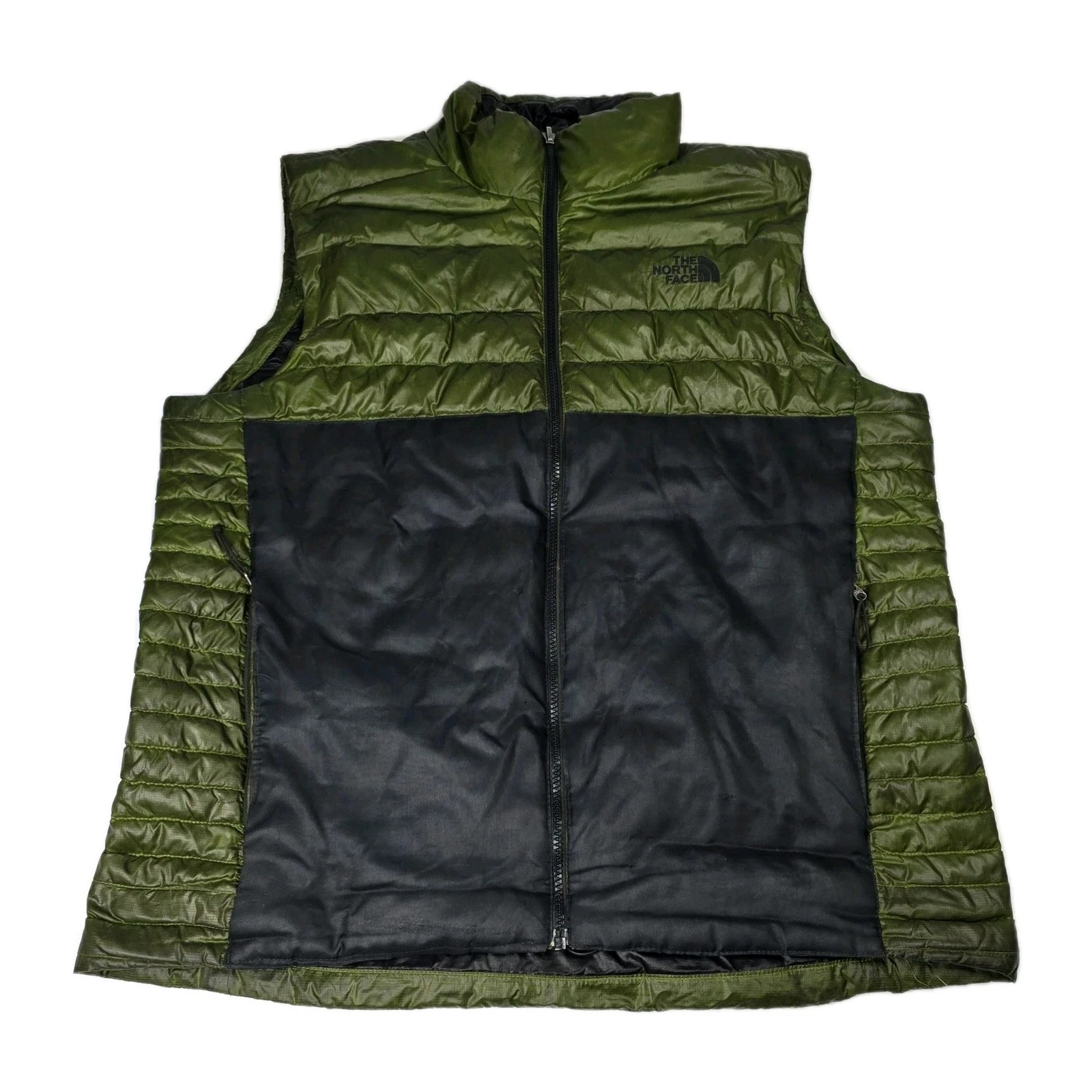The North Face Goosedown Large Green Black Puffer Vest Insulated Lightweight