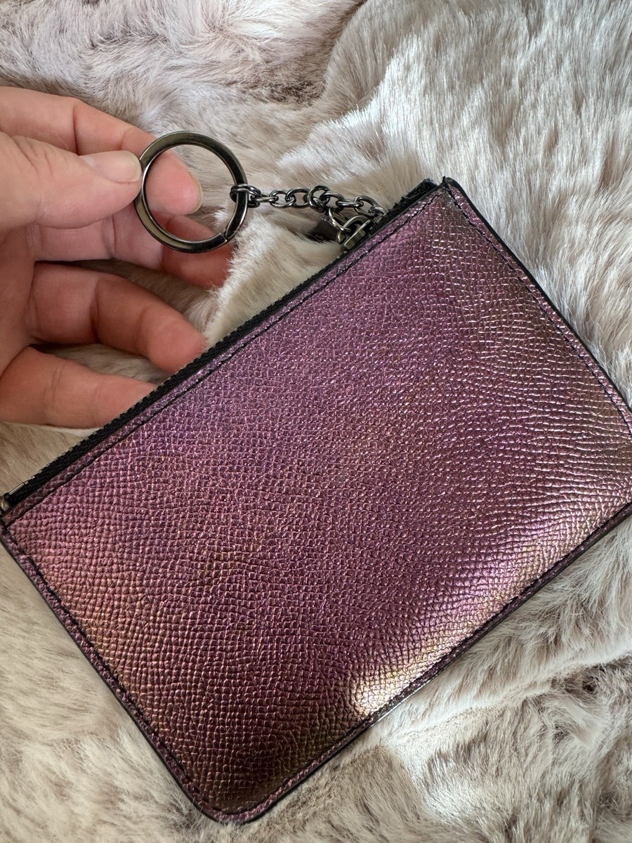 Coach Purple HOLOGRAM Crossgrain Leather MINI SKINNY CARD CASE W