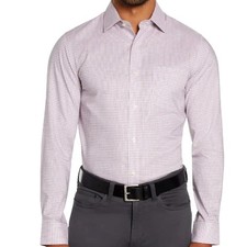 Banana Republic Men's Slim Fit Non Iron Button Down Shirt - Purple Check - Large