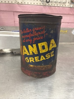 Vintage WANDA GREASE CAN ONE POUND TIN with LID EMPTY 1 LB. 