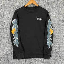 Vintage HUF Shirt Mens Medium Wave Graphic Sleeve Print Surf Skate Y2K