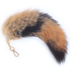 Fosrion Real Fox Tail Fur Hair KeyChain Handbag Charms Cosplay Red Brown Black