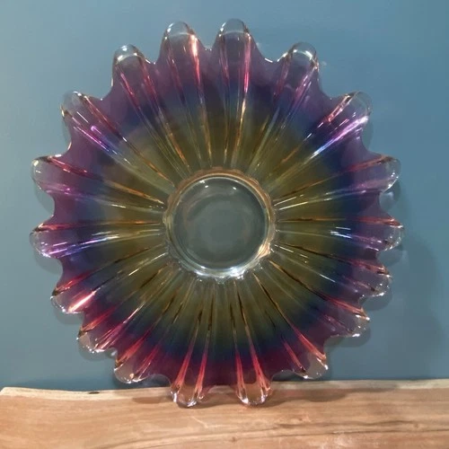 Vintage Federal Scalloped Edge Ombré Carnival Iridescent Celestial Plate