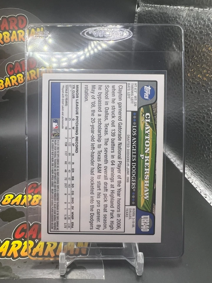 2008 Topps Update Clayton Kershaw #UH240 Rookie Card Los Angeles Dodgers Clean - Image 2 of 2