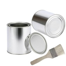 2 Pack Empty Paint Cans with Lids and 1Pack Paint Brush, Small Round Paint St...