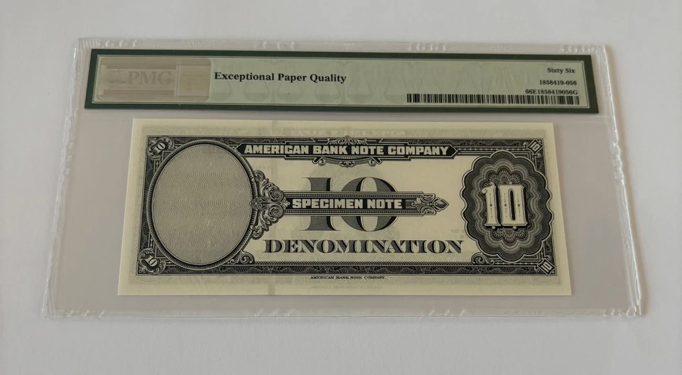 AMERICAN BANK NOTE CO- 1929 "TEST NOTE " 10 UNITS - SPECIMEN -GEM UNC 66 EPQ - Image 2 of 2
