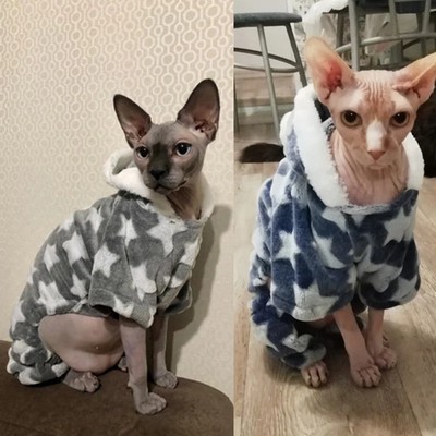 Winter Warm Cat Pajamas for Katten Gotas Sphynx Puppy Kedi Overalls Soft Fleece 