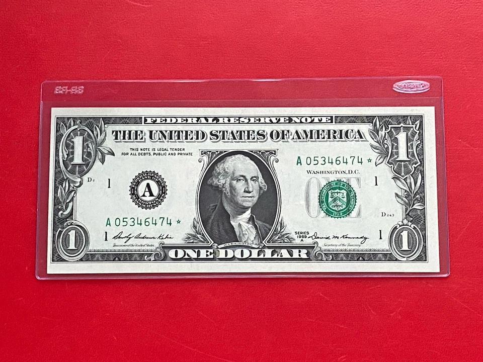 STAR NOTE 1969A $1 DOLLAR BILL ( BOSTON A )  UNCIRCULATED - Image 2 of 3