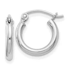 Sterling Silver Rhodium Plated 2mm Hoop Earrings Jewerly