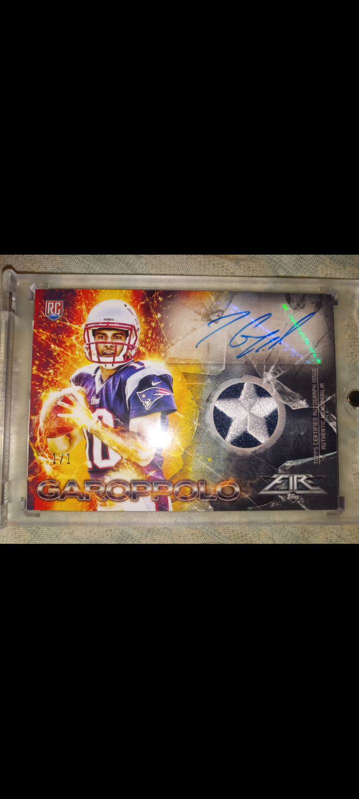 Jimmy Garoppolo Topps Fire Rookie Autographed Patches #JG Base
