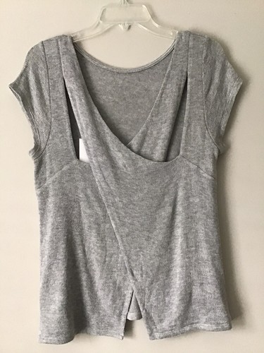 Top nuovo con etichette $68 BB Dakota grigio leggero maglia larga semi trasparente incrociato posteriore - Foto 4 di 6