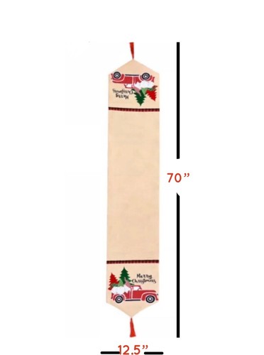 Merry Christmas Farmhouse Red Tuck/Trees table runner Holiday Decor, 3D Pattern - Picture 5 of 10