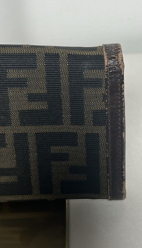 Fendi Auth Long Bifold Unisex Wallet Monogram Canvas Leather Black Brown - Picture 7 of 16