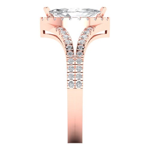 1.2 tcw Marquise Cut Engagement Ring for Women, 14K Rose Gold Clear Promise Ring - Picture 3 of 11
