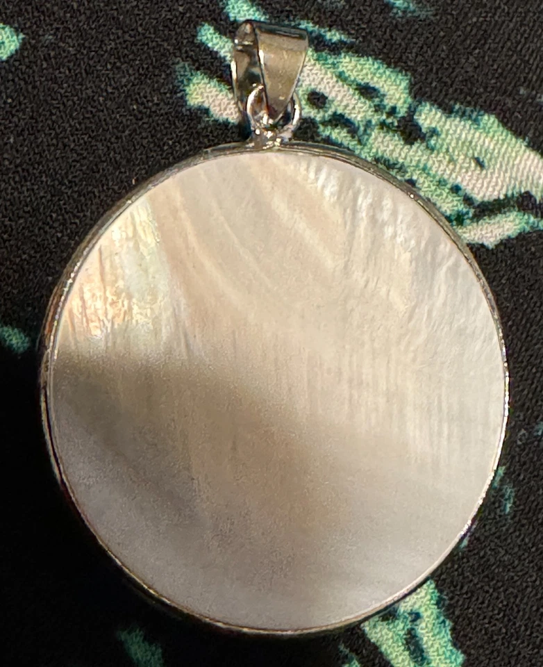 Круглая платиновая пластина с подвеской из абалона Paua SHIVA 1,24 дюйма (31,5 мм) - Изображение 3 из 4