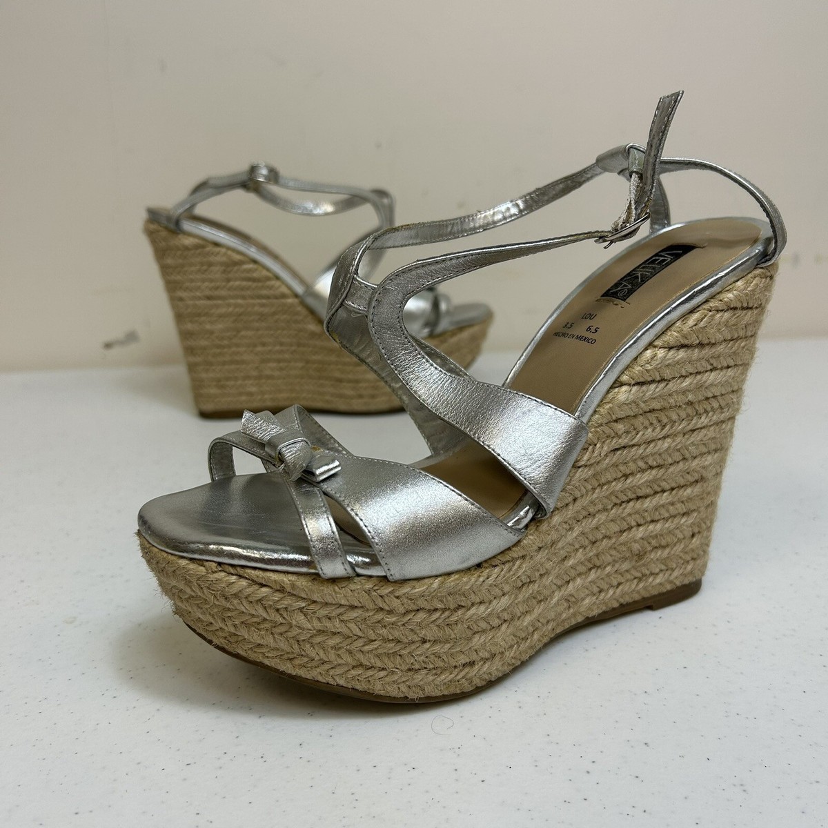 Velika Women's Shoes Size Wedges Silver Strappy Buckle Closure
