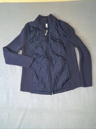 Croft & Barrow Women's Quilted & Ribbed Blue Jacket Petite Medium - Picture 1 of 6