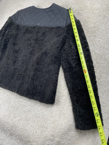 PrAna Jacket Women's Large Zip Up Black Teddy Fuzzy Fleece Quilted - Picture 12 of 12