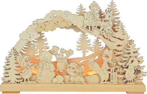 LED Schwibbogen Holzdesign Orig Erzgebirge Handarbeit Ratags Pittiplatsch - Picture 3 of 3