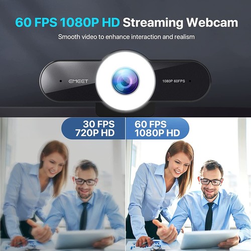 Webcam Ring Light 1080P HD 60FPS Autofocus W/ Bluetooth Speakerphone Conference - 第 9/12 張圖片