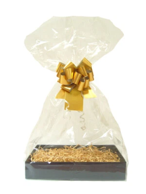 JAFFA IMPORTS Make Your Own Gift Basket DIY Hamper Kit - 35cm Black Tray, Shred, Bag, Bow, Tag