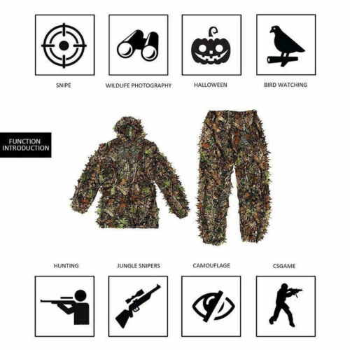 3D Leafy Tactical Camo Camouflage Hunting Clothing Ghillie Suit Woodland Jungle - Picture 11 of 12