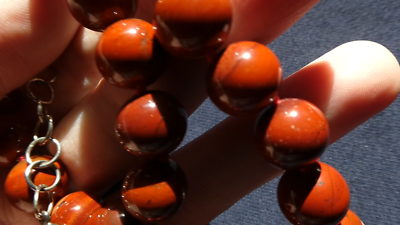 WK Whitney Kelly Sterling Silver Hand Knotted Red Jasper Bead