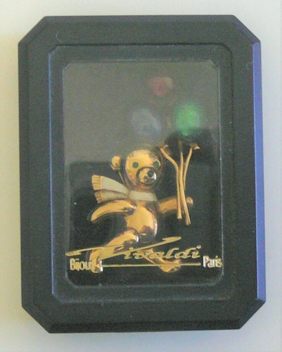1980s vintage Celebration balloon bear brooch, in original Vivaldi Paris box - Picture 4 of 4