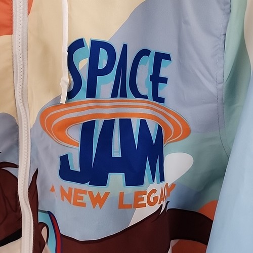 Felpa con cappuccio solo membri Looney Toons Space Jam Windbreaker uomo L NUOVA - Foto 4 di 17