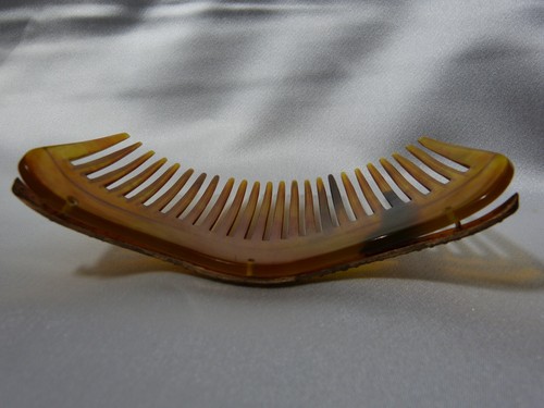 Kamm Tiara Diadem Antik Gebogen Aus Horn Mit Strasslinie Dekor - Picture 19 of 22