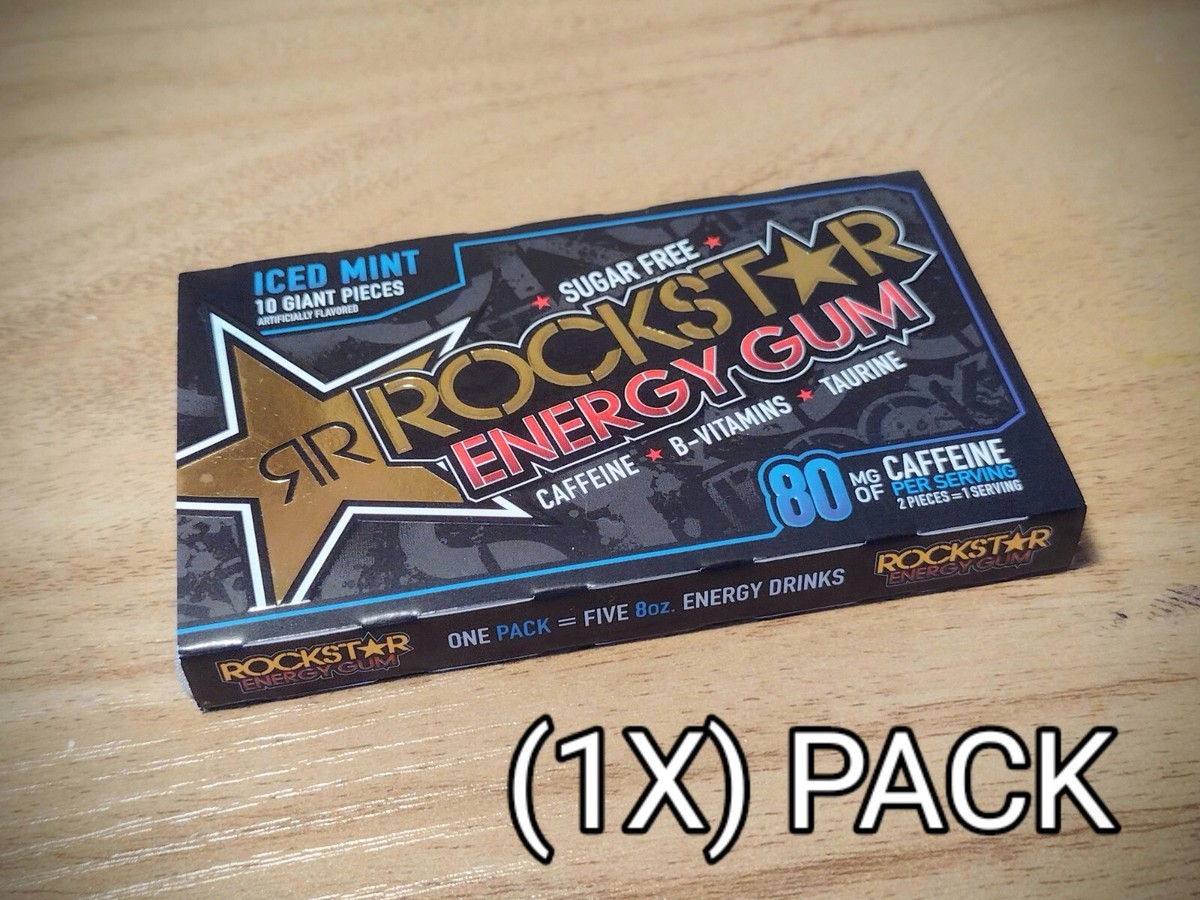 RARE ROCKSTAR ENERGY DRINK GUM ICED MINT - (1X) UNOPENED Pack for