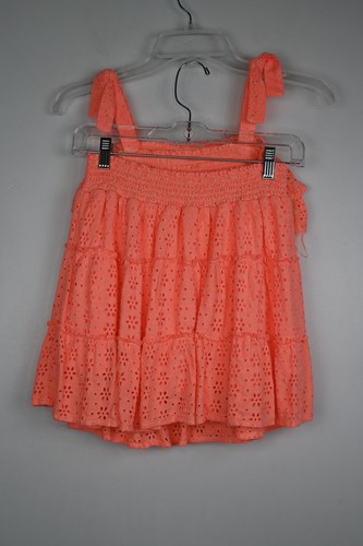 Girl's Justice Ruffled Cold Shoulder Top & Skirt Set Cantaloupe-Orange M(10) - Picture 4 of 4