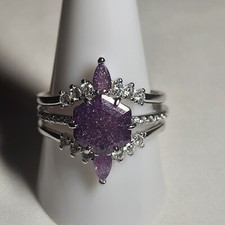 Bomb Party “Watch Me Win”  RBP6128 Amethyst Ice Crystal On Rhodium Plating sz 11