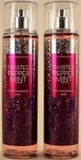 QTY 2 - Bath & Body Works TWISTED PEPPERMINT Fine Fragrance Body Mist Spray 8 Oz