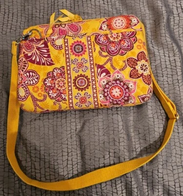 VERA BRADLEY Laptop Tablet HardCover CASE CROSSBODY YELLOW MULTI PAISLEY Book - Image 1 of 4