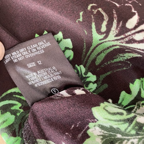 SCANLAN THEODORE 12 100% Silk Green Black floral Dress Sleeveless Lightweight - Picture 5 of 10