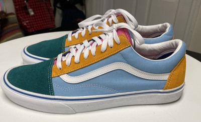 teal and orange vans