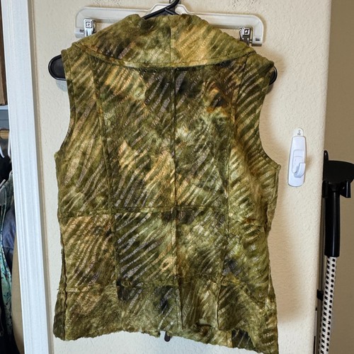 Sharon Young womens size S faux fur vest full zip gold tan Vintage 90s - Picture 6 of 7