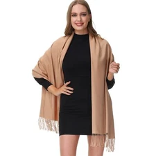 Womens Pashmina Shawl Wrap Soft Warm Scarf Solid Color Pashmina