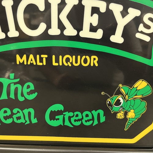 Neu NOS Vintage Mickeys Fine Malt Liquor The Mean grün beleuchtet Bier Schild - Bild 8 von 16