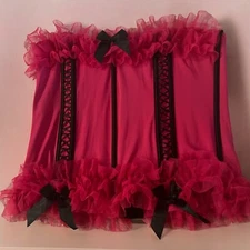 Seven Til Midnight Fushia Pink Red Ruffles Bustier Corset Women's 3xl-4xl Sexy-