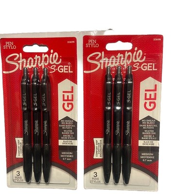 2x (Packungen) Sharpie S-Gel Stifte Mittlere Spitze 0,7 mm Schwarze Tinte 3 Stück Schwarze Tinte
