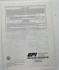 GPI Great Plains Industries M-3120 RDP  Series Fuel Pump Owners Manual G1