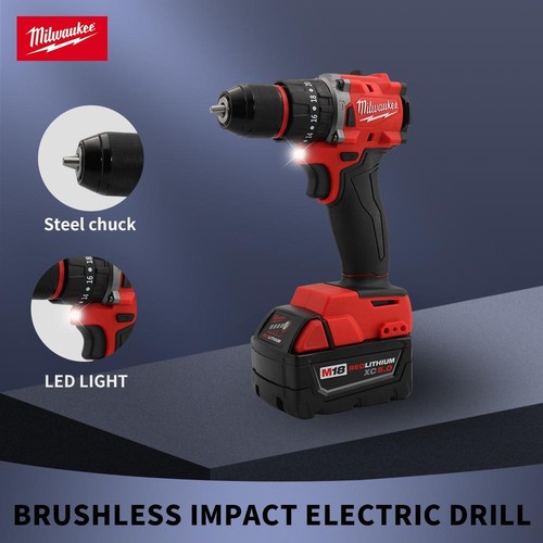 Milwaukee Brushless Impact Drill Rechargeable 18V High Torque Power Tool - Picture 3 of 24