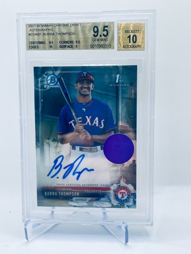 2017 Bowman Chrome Draft Autograph BUBBA THOMPSON BGS 9.5 Rangers 2 availble - Picture 2 of 2